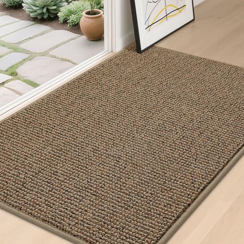 BEQHAUSE Dirt Trapper Door Mat 32" x 48", Non-Slip Washable Doormats, Beige | Entrance Mat Dirt Resistant and Absorbent Welcome Mat, Low Profile Floor Mats for Front Back Door and Entryway - color: Beige, size: 32" X 48" (Rectangular)