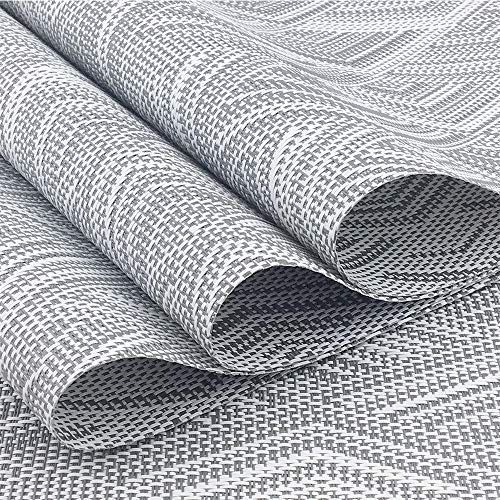 Luxury Placemats Woven Vinyl Non-Slip Insulation Heat Stain Resistant Washable Table Placemats Kitchen Dining Table Top Meal Mat Place Mats PVC Set of 6, Shape of Grey Diamond - color: Grey-diamond