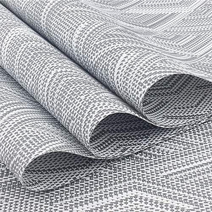 Luxury Placemats Woven Vinyl Non-Slip Insulation Heat Stain Resistant Washable Table Placemats Kitchen Dining Table Top Meal Mat Place Mats PVC Set of 6, Shape of Grey Diamond - color: Grey-diamond