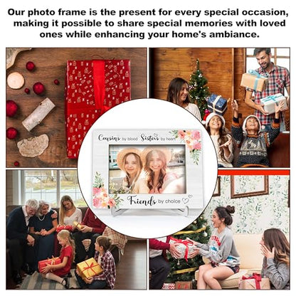 YSTEP Cousins Picture Frame, Sister Gifts, Best Friend Photo Frame, Cousins By Blood Sisters By Heart Friends By Choice Gifts, Wood 4x6 Picture Frame for Desk Display-B05 - style: Style 4