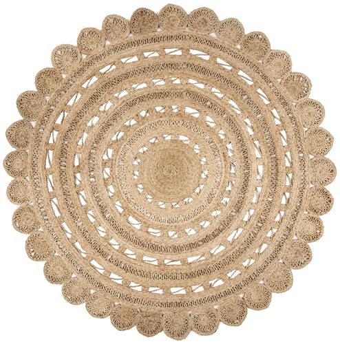 SAFAVIEH Natural Fiber Collection 11' Round Natural NF805B Handmade Boho Farmhouse Country Braided Premium Jute Entryway Foyer Living Room Bedroom Kitchen Area Rug - size: 11' (Round)