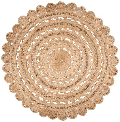 SAFAVIEH Natural Fiber Collection 11' Round Natural NF805B Handmade Boho Farmhouse Country Braided Premium Jute Entryway Foyer Living Room Bedroom Kitchen Area Rug - size: 11' (Round)