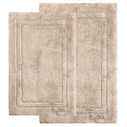 Cotton Bath Rug Set, Area Rugs for Bathroom Decor, Washable and Non-Slip Rugs, Hardwood Tile Floor Cover, Kitchen Accent Rugs, Non-Skid Latex Backing, 20" x 30", 24" x 36", Stone - color: Stone, size: 20" x 30", 24" x 36" - Rectangle