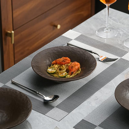 8 Inch Elegant Porcelain Dinner Plates, Round Appetizer Plates, Perfect for Salad, Dessert, Pasta, Snacks,Fruit,Breakfast, Party, Dishwasher & Microwave Safe, Set of 4 (Brown) - color: Brown