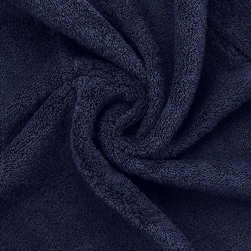 Monogrammed Hand Towel, Personalized Gift, Set of 2- White Block Letter Embroidered Towel - Extra Absorbent 100% Turkish Cotton - Soft Terry Finish - Initial M Navy - color: Navy & White, size: Initial M