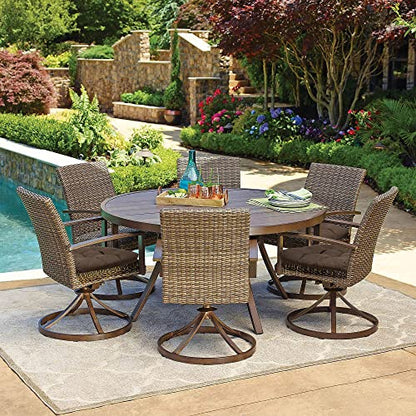 RACE LEAF Patio Chair Cushions 19x19 4 Pack, Thickened Heavy Duty Outdoor Cushions Stain & Water Resistant Non-Slip Ties Tufted (Brown) - color: Brown, size: 19x19 Inch (Pack of 4)