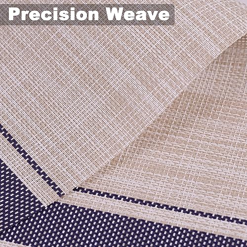 Heat Resistant Placemats Set of 6 Wipeable Washable Non-Slip Stain Proof Easy Clean Durable Kitchen Vinyl Woven Plate Mats for Dining Table, Patio Table, Flaxen - color: Beige