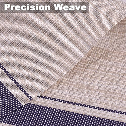 Heat Resistant Placemats Set of 6 Wipeable Washable Non-Slip Stain Proof Easy Clean Durable Kitchen Vinyl Woven Plate Mats for Dining Table, Patio Table, Flaxen - color: Beige