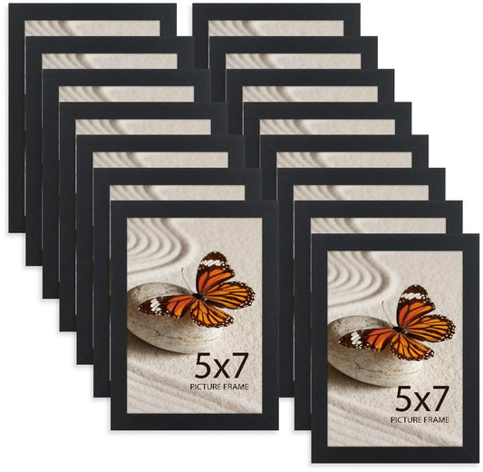 Memory Island 5x7 Photo Frames for Wall and Tabletop Display, 5 by 7 Black Picture Frames with HD Plexiglass, Set of 15 - color: Black, size: 5x7"