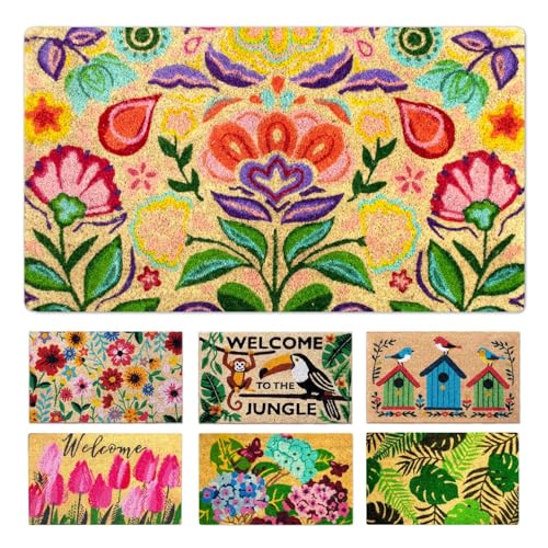 Coir Doormat, Front Door mats Outdoor, Funny Welcome mat Outdoor, Front Door mat for Home Entrance, Door mat Outside Entrance, Welcome mat Indoor 16"x27.5" (Dalias) - color: Dalias