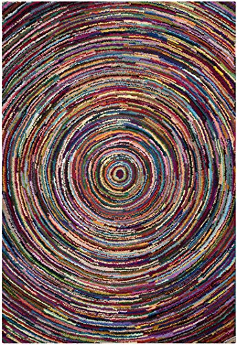 SAFAVIEH Nantucket Collection Accent Rug - 4' x 6', Multi, Handmade Boho Abstract Circle Cotton, Ideal for High Traffic Areas in Entryway, Living Room, Bedroom (NAN315A) - size: 4' x 6' (Rectangular)