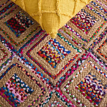 SAFAVIEH Cape Cod Collection Accent Rug - 2' x 3', Natural & Red, Handmade Flat Weave Diamond Braided Jute & Denim, Ideal for High Traffic Areas in Entryway, Living Room, Bedroom (CAP354B) - color: Natural/Red, size: 2' x 3' (Rectangular)