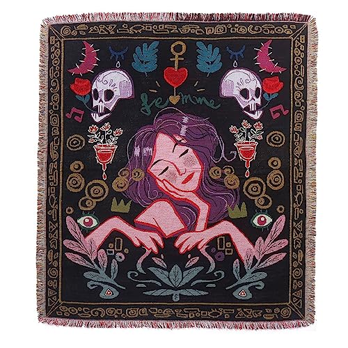 LumiSyne Cotton Woven Throw Blanket With Tassel Bohemian Tribal Ethnic Style Geometric Pattern Aztec Navajo Blanket Decorative Throw For Sofa Bed Armchair Camping Tapestry Tablecloths Carpet 160x130cm - color: Girl