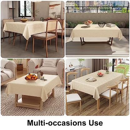 Smiry Rectangle Table Cloth, Waterproof Heavy Duty Vinyl Tablecloths, Wipeable Washable Table Cover for Kitchen and Dining Room (Beige, 60" X 84") (Pack of 2) - color: Beige, size: 84" x 60" (Rectangular) (Pack of 2)