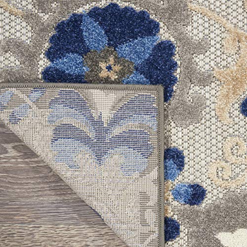 Nourison Home Aloha Natural Blue 2'3" x 10' Area Rug - Easy Clean, Non Shedding, Bed Room, Living Room, Dining Room, Kitchen (10' Runner) - color: Natural Blue, size: 2'3" x 10' (Runner)