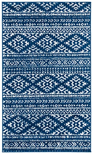 SAFAVIEH Tulum Collection Accent Rug - 2' x 3', Navy & Ivory, Moroccan Boho Tribal Design, Non-Shedding & Easy to Clean, Ideal for Front Door, Kitchen, Entryway, Foyer (TUL272N) - color: Navy/Ivory, size: 2' x 3' (Rectangular)