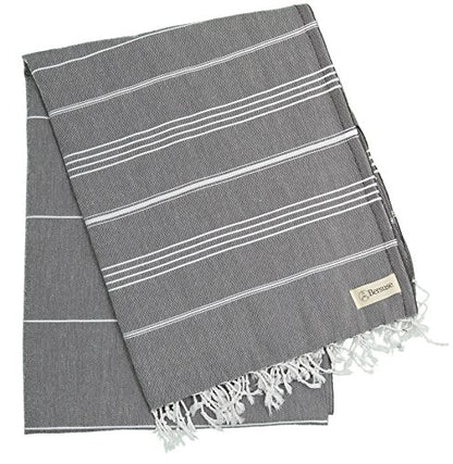 Bersuse Towels Anatolia XL Beach Blanket Throw Blanket Turkish Towel 100% Cotton Extra-Large Quick-Dry Lightweight Premium Peshtemal Towel - 61x82 Inches, Anthracite - color: Anthracite