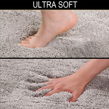 Walensee Shaggy 2 Piece Bath Rug Sets (Light Tan) 20 x 24 U Shape Contour Rug & 20 x 32 Bathroom Rug Machine Wash/Dry Bath Mats Plush Absorbent Bathroom Rugs and Mats Set Non Slip - color: Light Tan