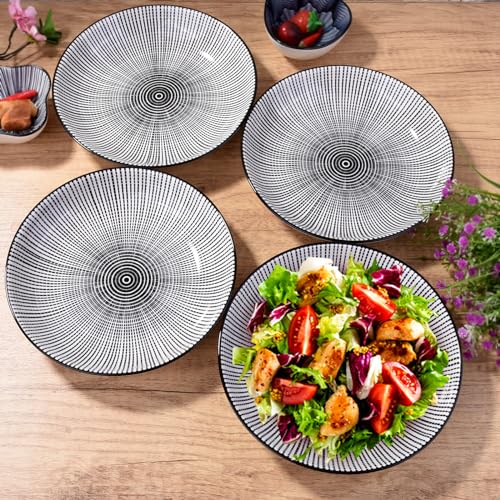 8" Ceramic Dinner Plate - Porcelain Dinnerware - Kitchen & Dining Tableware - Set of 4 (TK) - color: TK