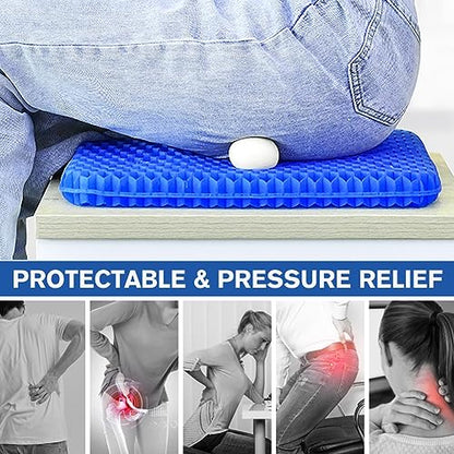 Egg Gel Seat Cushion, Breathable Gel Cushion Chair Pads with Non-Slip Cover for Home Office Car Wheelchair, Honeycomb Design Egg Seat Cushion As Seen On TV - color: Blue, size: 16 x 14 x 1.65 inch