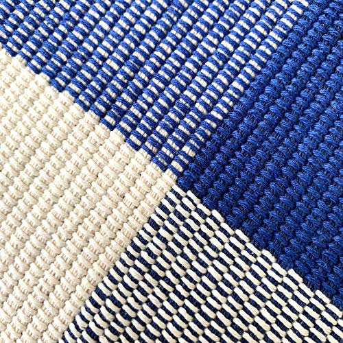 LEVINIS Cotton Farmhouse Blue Buffalo Plaid Rugs- Washable Buffalo Check Area Rugs for Kitchen/Bathroom/Laundry Room/Entry Way, 23.6'' x 51.2'' - color: Blue and White Plaid, size: 1'11" x 4'3" (Rectangular)