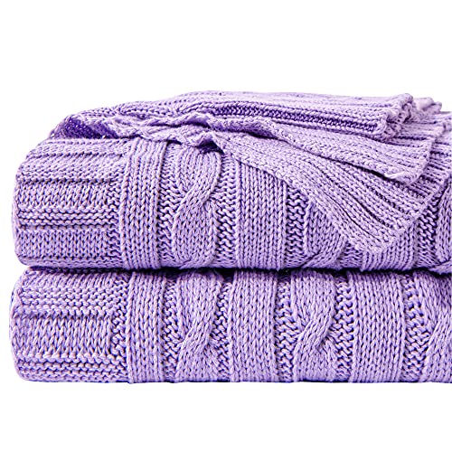 NTBAY Cotton Cable Knit Throw Blanket, 51 x 67, Orchid | 100% Cotton Cable Knit Throw with Breathable, Lightweight Cnstruction for Sofa, Bed, Reading, and Decorative Layering - color: Orchid, size: Throw(51"x67")