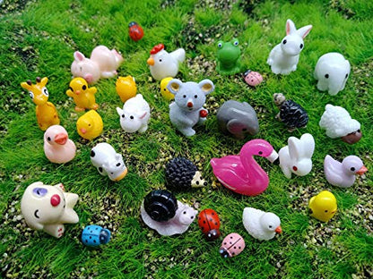 Kbraveo 45 Pcs Mini Animals Miniature Ornament Kits for DIY,Fairy Gardens Décor,Elephants,Rabbits,Hedgehogs,hens,Bunnies,Cubs,Chicks,Bees,Cows,Frogs,Snails,Turtles,Puppies,Pigs,Sheep