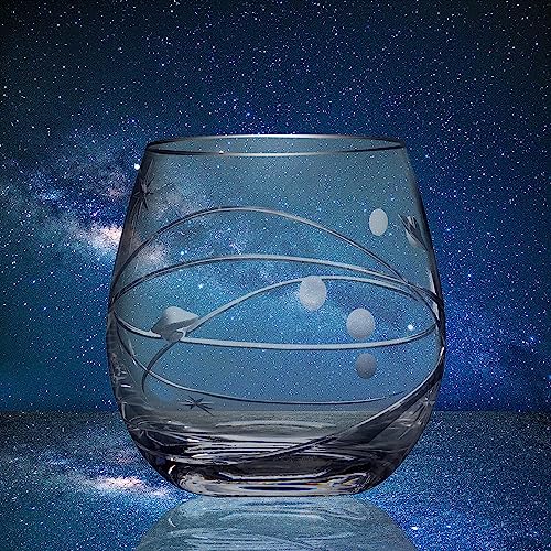 SHOSHIN Space Stemless Wine Glass Set of 4-15Oz,Hand-Cut Wine Glasses,Premium Wine glass for The Space Enthusiast- Planets and Stars Crystal Drinking Glasses,Best wine Gifts - color: Space set of 4