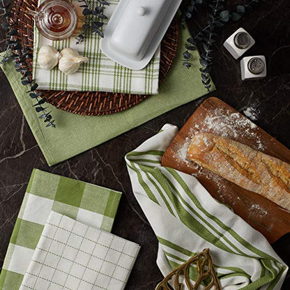 DII Basic Kitchen Large Cotton Dishtowel Set of 5, 18x28, Antique Green - color: Antique Green