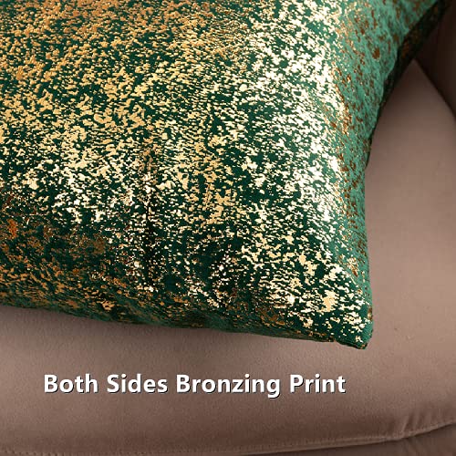 Deeprove Throw Pillow Cover Both Sides Sparkle Gold Foil Print, Soft Velvet Hidden Zipper Closure Accent Pillow Cushion Case for Bedroom, Living Room, Sofa, Square 20 x 20 Inches 1 Pack, Dark Green - color: Dark Green, size: 20" x 20" (Pack of 1)