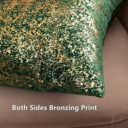 Deeprove Throw Pillow Cover Both Sides Sparkle Gold Foil Print, Soft Velvet Hidden Zipper Closure Accent Pillow Cushion Case for Bedroom, Living Room, Sofa, Square 20 x 20 Inches 1 Pack, Dark Green - color: Dark Green, size: 20" x 20" (Pack of 1)