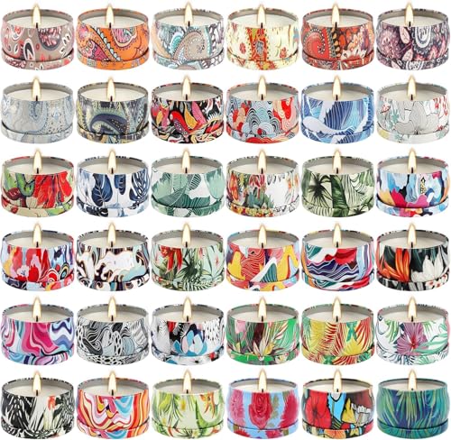 Set 36Pack Scented Candles Gifts Soy Wax Travel Tin Jar Candles for Home 2.5 OZ jar Candles for Mom, Birthday, Thanksgiving, Mother's Day,Aromatherapy,Valentine's Day Gifts - color: 36 Multi-Colored