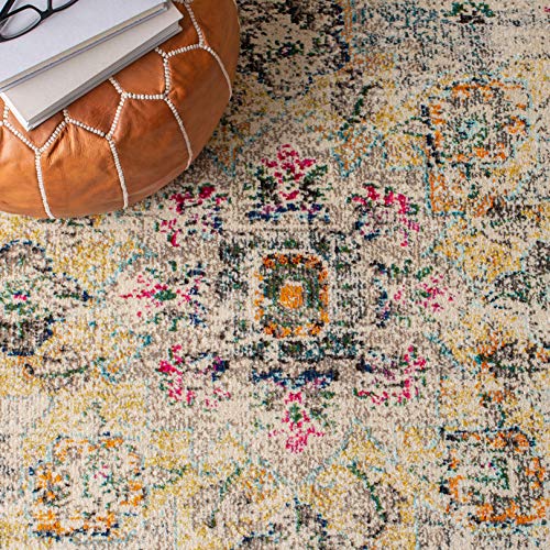 SAFAVIEH Madison Collection Area Rug - 2'2" x 4', Grey & Gold, Boho Chic Distressed Medallion Design, Non-Shedding & Easy to Clean, Ideal for Living Room, Bedroom, Dining Space (MAD473F) - color: Grey/Gold, size: 2'2" x 4' (Rectangular)