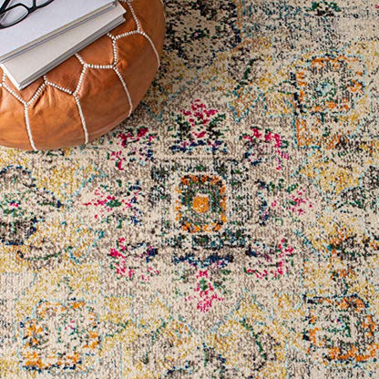 SAFAVIEH Madison Collection Area Rug - 2'2" x 4', Grey & Gold, Boho Chic Distressed Medallion Design, Non-Shedding & Easy to Clean, Ideal for Living Room, Bedroom, Dining Space (MAD473F) - color: Grey/Gold, size: 2'2" x 4' (Rectangular)