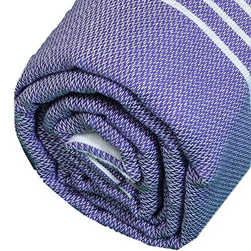 Bersuse Towels Anatolia XL Beach Blanket Throw Blanket Turkish Towel 100% Cotton Extra-Large Quick-Dry Lightweight Premium Peshtemal Towel - 61x82 Inches, Dark Purple - color: Dark Purple