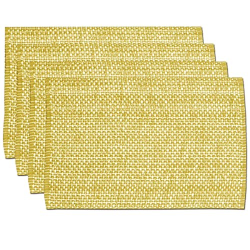 Sweet Home Collection 100% Cotton Placemats for Dining Room Rectangle Two Tone Woven Fabric 13" x 19" Soft Durable Table Mat Set, Set of 6, Gold - color: Gold, size: Rectangle 13" x 19"