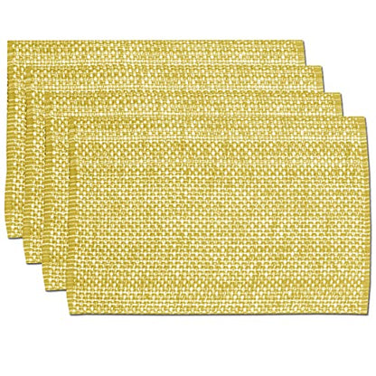 Sweet Home Collection 100% Cotton Placemats for Dining Room Rectangle Two Tone Woven Fabric 13" x 19" Soft Durable Table Mat Set, Set of 6, Gold - color: Gold, size: Rectangle 13" x 19"