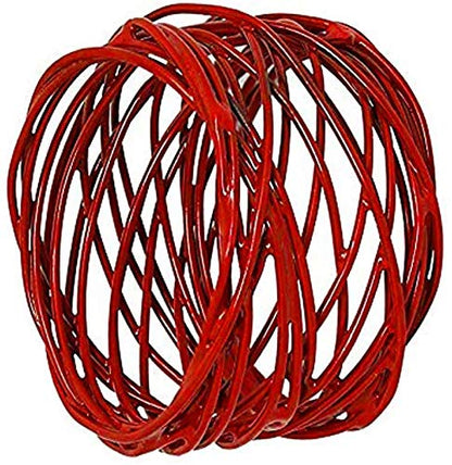 ITOS365 Handmade Round Red Mesh Napkin Rings Set of 12 Holder for Dinning Table Parties Everyday, Dia: 2 Inch - color: Red