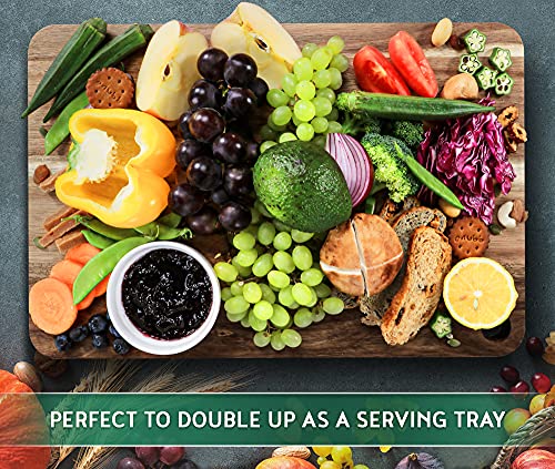 Large Acacia Wood Cutting Board 18x12 In Chopping Board | Brisket Cutting Board Butcher Block for Meat and Cheese,Chopping Board with Hanging Hole and Juice Groove - size: 18"L x 12"W