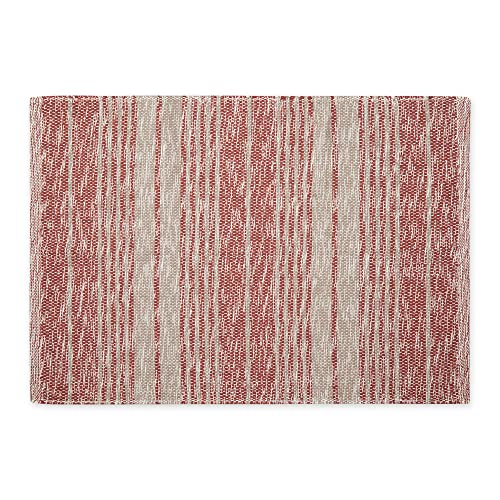 DII Woven Rag Rug Collection Recycled Yarn Variegated Rustic Stripe, 2x3', Cinnamon - color: Cinnamon
