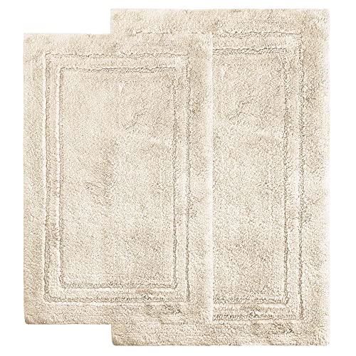 Cotton Bath Rug Set, Area Rugs for Bathroom Decor, Washable and Non-Slip Rugs, Hardwood Tile Floor Cover, Kitchen Accent Rugs, Non-Skid Latex Backing, 20" x 30", 24" x 36", Cream - color: Cream, size: 20" x 30", 24" x 36" - Rectangle