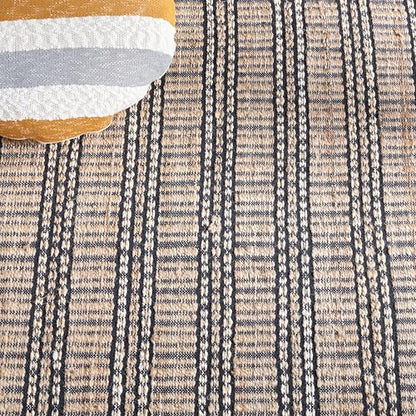 SAFAVIEH Natural Fiber Collection Area Rug - 5' x 8', Black & Natural, Handmade Flat Weave Stripe Jute & Cotton Jute, Ideal for High Traffic Areas in Living Room, Bedroom (NFB651Z) - color: Black/Natural, size: 5' x 8' (Rectangular)