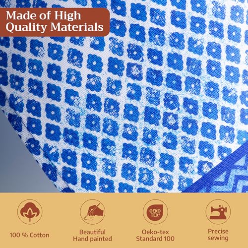 Maison d' Hermine Kitchen Towels Set of 3 Reusable 100% Cotton 27.50" x 20" | Cloth Tea Dish Towels Absorbent with Hanging Loop for Kitchen Dining Party Wedding Hotel Home Spring Summer - Indigo Love - color: 034 - Indigo Love