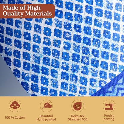 Maison d' Hermine Kitchen Towels Set of 3 Reusable 100% Cotton 27.50" x 20" | Cloth Tea Dish Towels Absorbent with Hanging Loop for Kitchen Dining Party Wedding Hotel Home Spring Summer - Indigo Love - color: 034 - Indigo Love