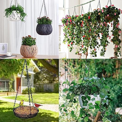 PCTC 3 Pack 18 inch Hanging Basket Chain,Hanging Plant Holder | Flower Pot Basket Chains 3 Point Replacement Chain Hangers with S Hooks for Planters, Bird Feeders, Lanterns & Garden - size: 18 inch