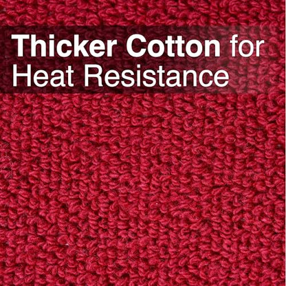 RITZ Terry Potholder & Hot Pad: Unparalleled Heat Resistant, Durable 100% Cotton – Ergonomically Designed for Optimal Grip – Easy-Care Machine Washable – 4-Pack, Paprika Red - color: Paprika Red, size: 4-Pack