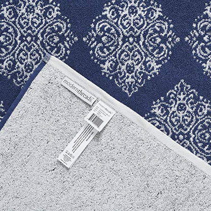 Modern Threads 6 Piece Reversible Yarn Dyed Jacquard Towel Set Artesia Damask Indigo - color: Indigo