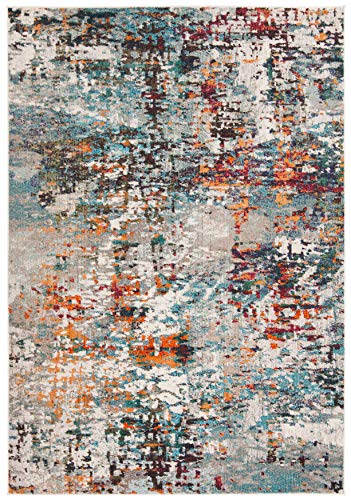 SAFAVIEH Madison Collection Accent Rug - 2'2" x 4', Grey & Blue, Modern Abstract Design, Non-Shedding & Easy Care, Ideal for High Traffic Areas in Entryway, Living Room, Bedroom (MAD471F) - color: Grey/Blue, size: 2'2" x 4' (Rectangular)