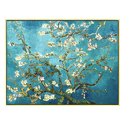 Wieco Art Framed Wall Art Giclee Canvas Prints of Almond Blossom by Vincent Van Gogh Paintings Reproduction Abstract Artwork for Wall Decor - size: 32"L x 24"W