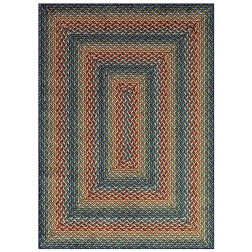 Maples Rugs Marion Bohemian Braided-Style Print Area Rug – Made in USA – Low Pile, Non-Slip, Pet-Friendly Indoor Rug for Bedroom, Living Room & Office, 5' x 7', Multi-Color - color: Multi Color, size: 4'9" x 7' (Rectangular)